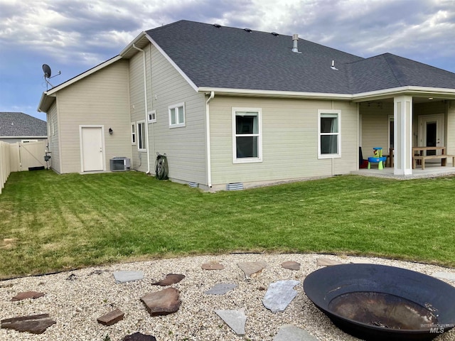 1983 Prospector Way, Twin Falls, ID 83301 - rear view of property featuring a patio area, a shingled roof, and central air condition unit