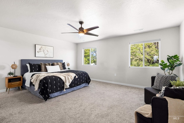 19920 Lenape Ct, Caldwell, ID 83605 - carpeted bedroom with baseboards, a ceiling fan, and a textured ceiling