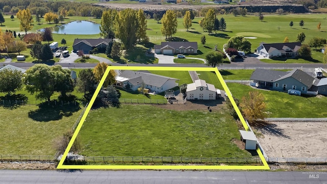 3195 N 3526e, Kimberly, ID 83341 - aerial view of residential area with property boundaries highlighted, a nearby body of water, and a golf course