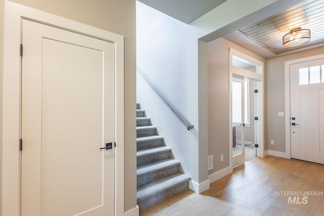 11706 W Lilium St, Star, ID 83669 - foyer featuring light wood finished floors and stairway