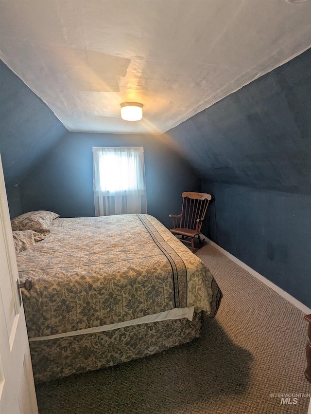 231 Willow Ave E, Fairfield, ID 83327 - carpeted bedroom featuring baseboards and vaulted ceiling