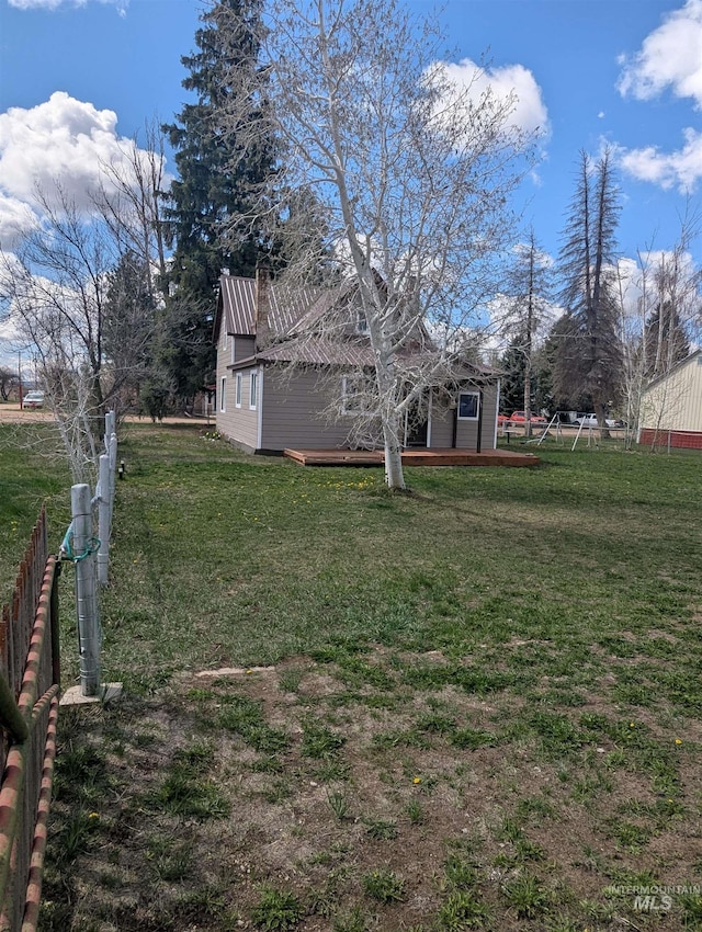 231 Willow Ave E, Fairfield, ID 83327 - view of yard featuring fence and a deck