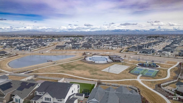 aerial view with a residential view and a mountain view