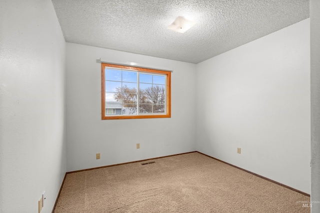 spare room with carpet and a textured ceiling