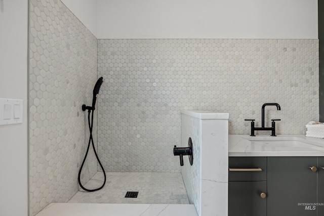 bathroom with vanity and tile patterned floors