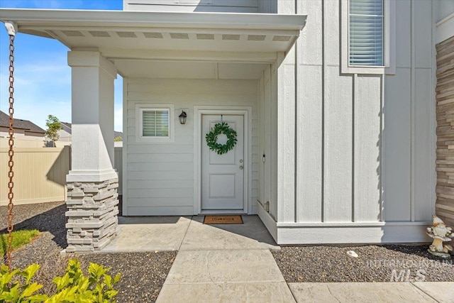 655 N Sevenoaks Ave, Eagle, ID 83616 - view of exterior entry featuring board and batten siding