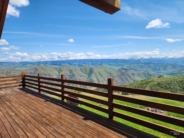 deck with a mountain view