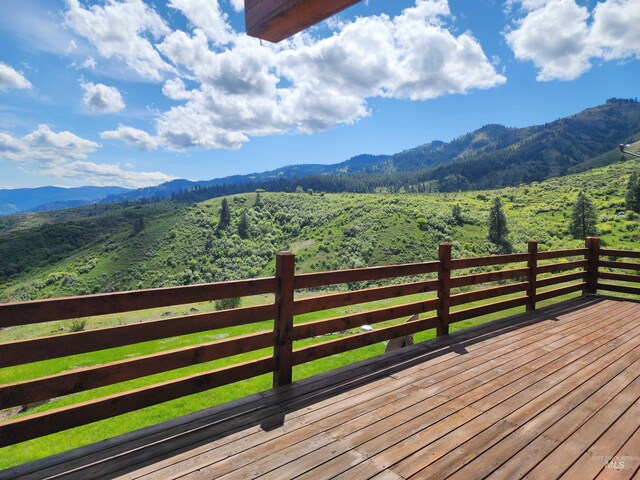 deck with a mountain view