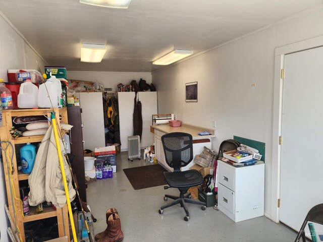 office space featuring finished concrete flooring