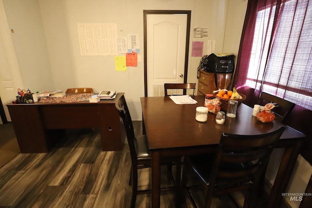 dining area with wood finished floors
