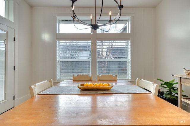 dining area with a chandelier