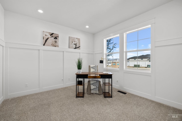 5687 S Snowden Ave, Meridian, ID 83642 - carpeted office space with a decorative wall, recessed lighting, and visible vents