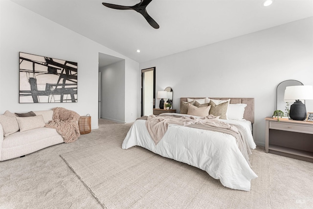 4135 N Hawkeye Pl, Boise, ID 83703 - bedroom featuring carpet floors, lofted ceiling, recessed lighting, and ceiling fan