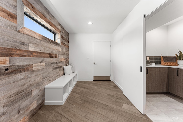 4135 N Hawkeye Pl, Boise, ID 83703 - corridor featuring wood walls, light wood-style floors, and recessed lighting