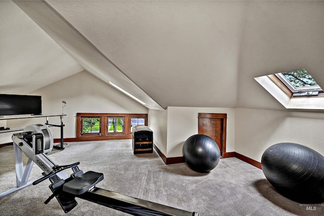 1707 W Resseguie St, Boise, ID 83702 - exercise area with vaulted ceiling, a skylight, and carpet floors