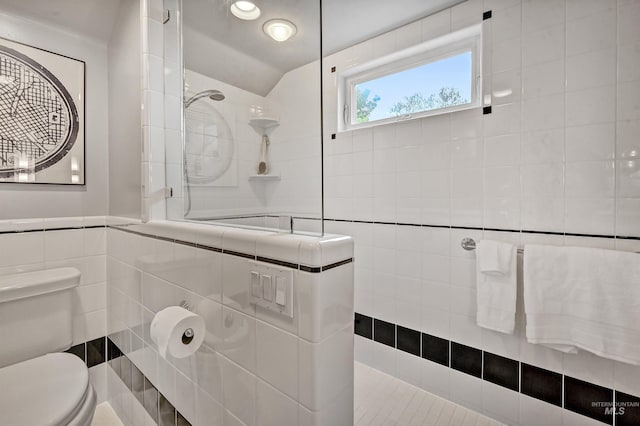 1707 W Resseguie St, Boise, ID 83702 - full bath featuring tile walls, walk in shower, and lofted ceiling