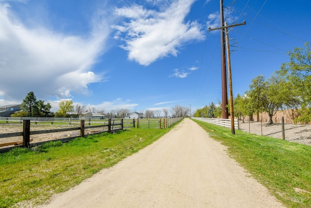 view of street with a rural view