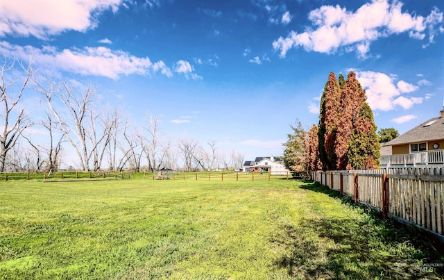 view of yard with a rural view