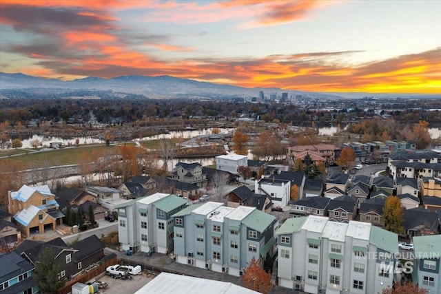 476 E Thurman Mill St, Garden City, ID 83714 - aerial view at dusk featuring a residential view and a mountain view