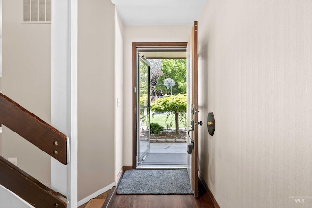 773 Monroe St, Twin Falls, ID 83301 - doorway to outside with dark wood-style floors and baseboards