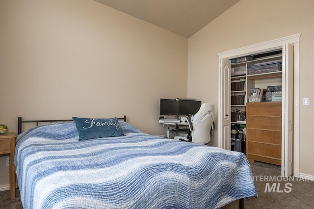 15697 Cupid Dr, Caldwell, ID 83607 - carpeted bedroom featuring a closet and lofted ceiling