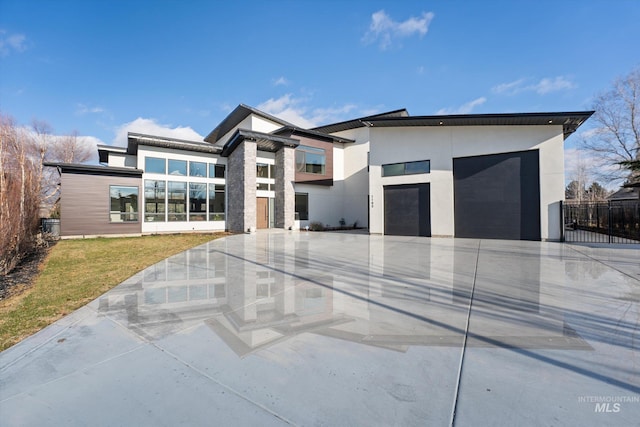 contemporary home with a garage