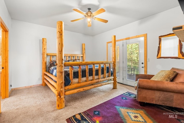10389 Gamann Dr, Cascade, ID 83611 - bedroom featuring access to outside, carpet flooring, and a ceiling fan