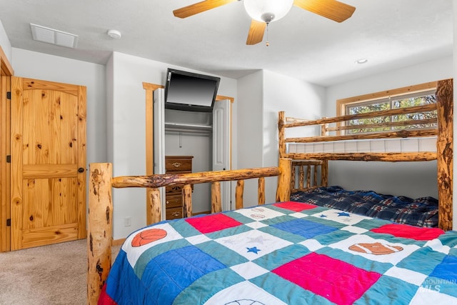 10389 Gamann Dr, Cascade, ID 83611 - carpeted bedroom featuring ceiling fan