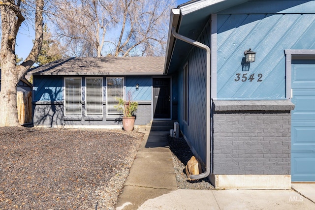 exterior space featuring a garage