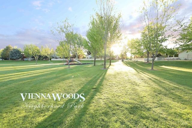 view of community featuring a yard