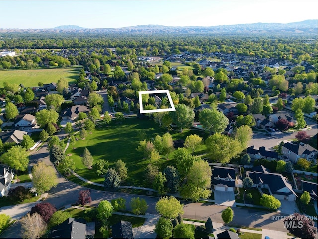 aerial perspective of suburban area with property boundaries highlighted