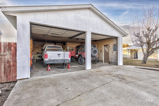 view of garage