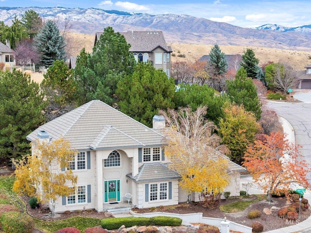 bird's eye view featuring a mountain view