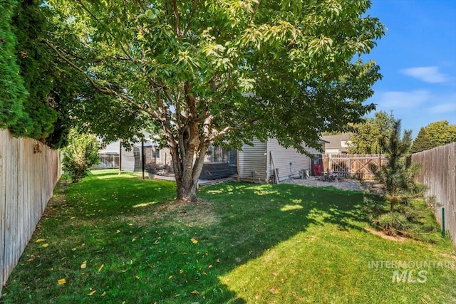 view of yard featuring a fenced backyard