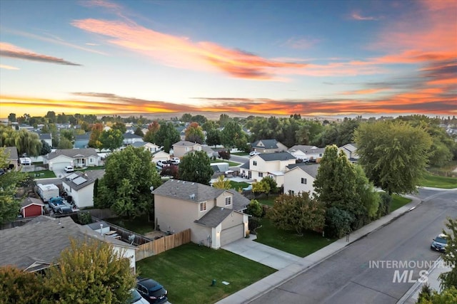 aerial view featuring a residential view