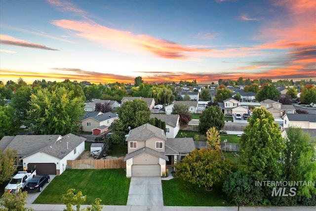 drone / aerial view with a residential view