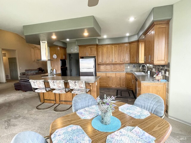 2655 13th St, Clarkston, WA 99403 - dining area featuring dark carpet, recessed lighting, and baseboards