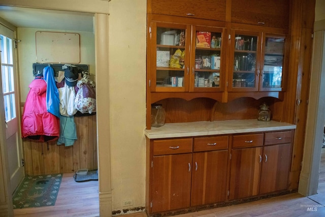 kitchen with light hardwood / wood-style floors