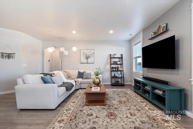 living room featuring light wood-type flooring