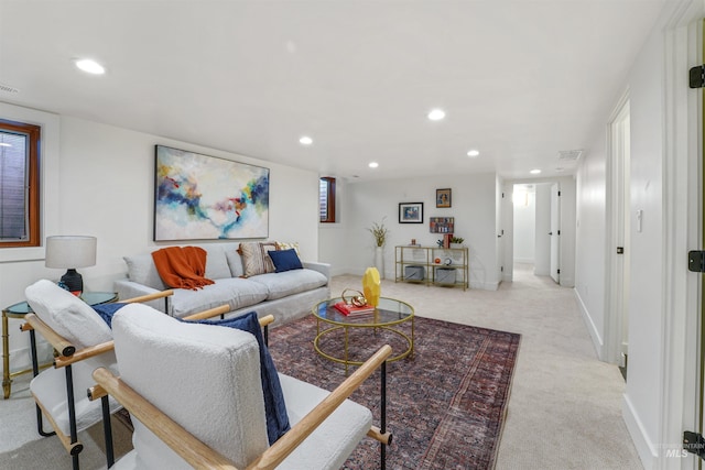 1913 W Suncrest Dr, Boise, ID 83705 - living area featuring recessed lighting, light carpet, and baseboards