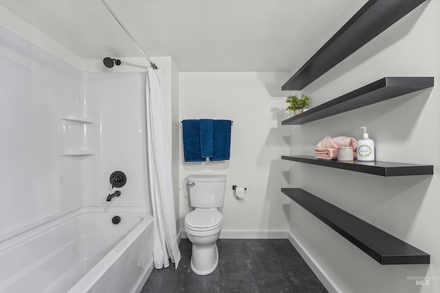 1913 W Suncrest Dr, Boise, ID 83705 - bathroom with toilet, shower / bath combination with curtain, and baseboards