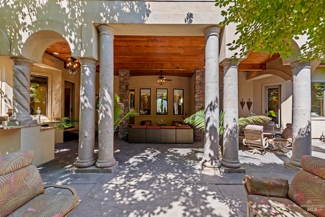 view of patio with an outdoor hangout area
