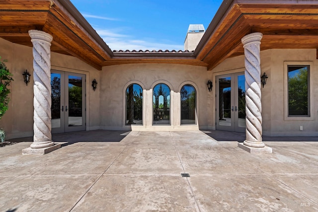 view of patio featuring french doors