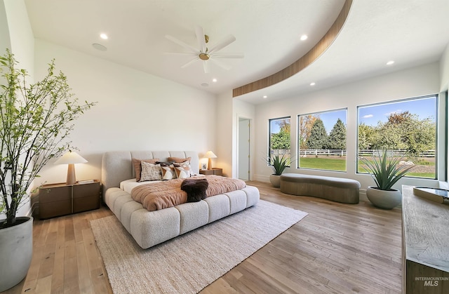 680 N Delehaye Ave, Eagle, ID 83616 - bedroom with recessed lighting, a ceiling fan, and light wood-style floors
