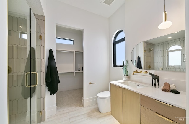 680 N Delehaye Ave, Eagle, ID 83616 - bathroom featuring plenty of natural light, a stall shower, visible vents, and vanity