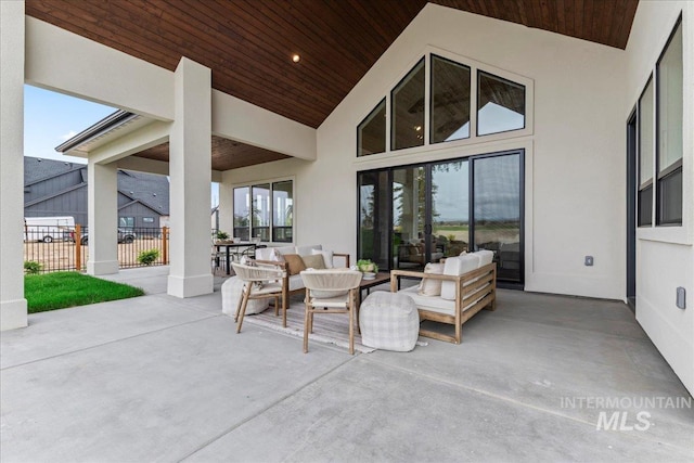 3436 N Mayberry Way, Eagle, ID 83616 - view of patio / terrace with fence and an outdoor living space