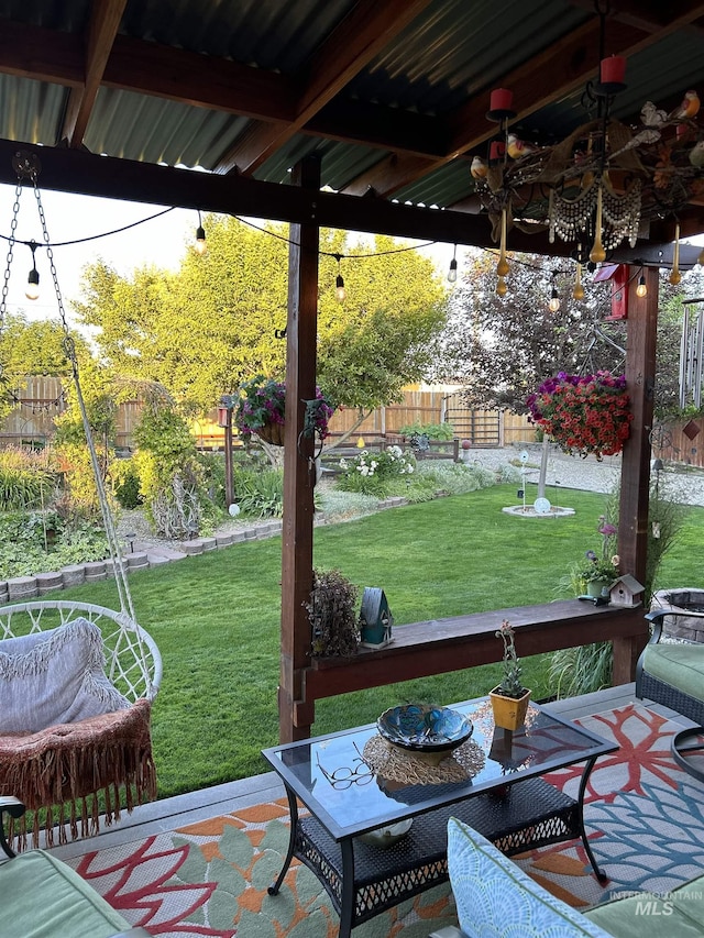 view of patio with a fenced backyard