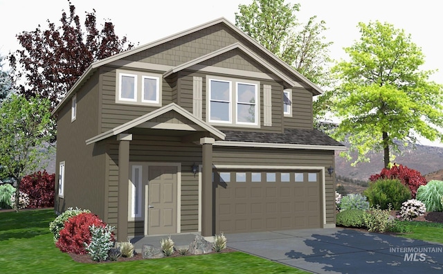 craftsman-style house with a garage and a front yard