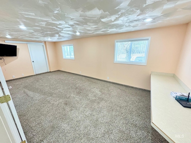 interior space featuring baseboards and carpet floors