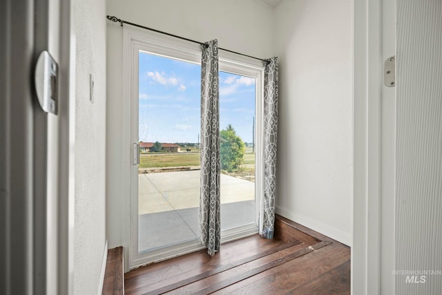 entryway with dark wood-type flooring